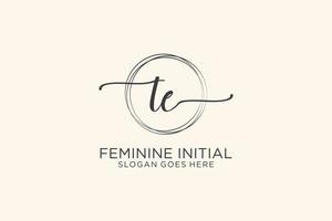 Initial TE beauty monogram and elegant logo design handwriting logo of initial signature, wedding, fashion, floral and botanical with creative template. vector