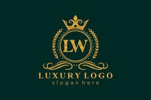 Initial LW Letter Royal Luxury Logo template in vector art for Restaurant, Royalty, Boutique, Cafe, Hotel, Heraldic, Jewelry, Fashion and other vector illustration.