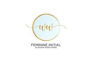 Initial WW handwriting logo with circle template vector signature, wedding, fashion, floral and botanical with creative template.