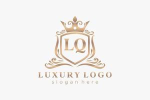 Initial LQ Letter Royal Luxury Logo template in vector art for Restaurant, Royalty, Boutique, Cafe, Hotel, Heraldic, Jewelry, Fashion and other vector illustration.