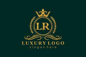 plantilla de logotipo de lujo real de letra lr inicial en arte vectorial para restaurante, realeza, boutique, cafetería, hotel, heráldica, joyería, moda y otras ilustraciones vectoriales. vector