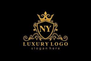 Initial NY Letter Royal Luxury Logo template in vector art for Restaurant, Royalty, Boutique, Cafe, Hotel, Heraldic, Jewelry, Fashion and other vector illustration.