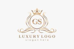 Initial GS Letter Royal Luxury Logo template in vector art for Restaurant, Royalty, Boutique, Cafe, Hotel, Heraldic, Jewelry, Fashion and other vector illustration.