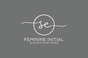 Initial SE handwriting logo with circle template vector logo of initial signature, wedding, fashion, floral and botanical with creative template.