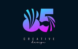 Colorful Creative number 85 8 5 logo with leading lines and road concept design. Number with geometric design. vector