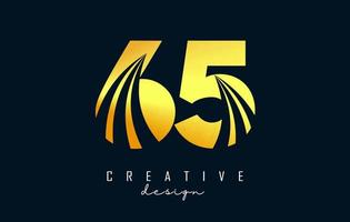 Golden Creative number 65 6 5 logo with leading lines and road concept design. Number with geometric design. vector