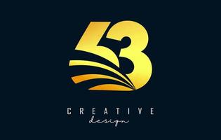 Golden Creative number 63 6 3 logo with leading lines and road concept design. Number with geometric design. vector