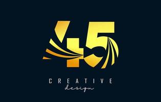 Golden Creative number 45 4 5 logo with leading lines and road concept design. Number with geometric design. vector