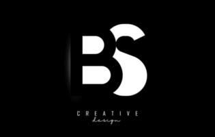 Letters BS Logo with negative space design on a black background. Letters B and S with geometric typography. vector