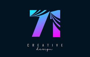 Colorful Creative number 71 7 1 logo with leading lines and road concept design. Number with geometric design. vector