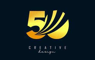 Golden Creative number 50 5 0 logo with leading lines and road concept design. Number with geometric design. vector