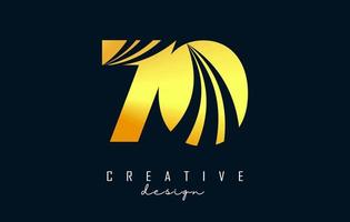 Golden Creative number 70 7 0 logo with leading lines and road concept design. Number with geometric design. vector