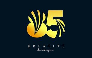 Golden Creative number 85 8 5 logo with leading lines and road concept design. Number with geometric design. vector