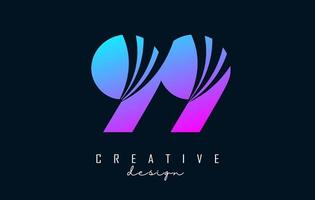 Colorful Creative number 99 9 logo with leading lines and road concept design. Number with geometric design. vector