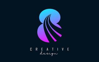 Colorful Creative number 8 logo with leading lines and road concept design. Number with geometric design. vector