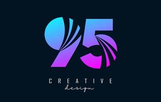 Colorful Creative number 95 9 5 logo with leading lines and road concept design. Number with geometric design. vector