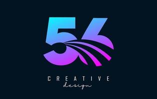 Colorful Creative number 56 5 6 logo with leading lines and road concept design. Number with geometric design. vector