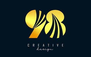 Golden Creative number 98 9 8 logo with leading lines and road concept design. Number with geometric design. vector