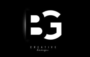 Letters BG Logo withe space design on a black background. Letters B and G with geometric typography. vector