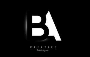 Letters BA Logo with space design on a black background. Letters B and A with geometric typography. vector