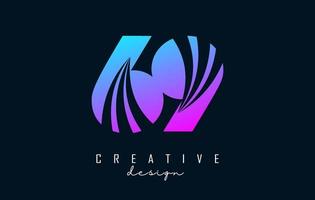 Colorful Creative number 69 6 9 logo with leading lines and road concept design. Number with geometric design. vector