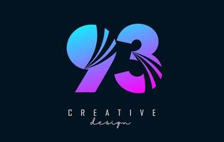 Colorful Creative number 93 9 3 logo with leading lines and road concept design. Number with geometric design. vector