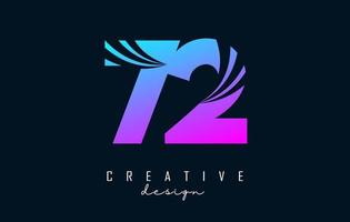 Colorful Creative number 72 7 2 logo with leading lines and road concept design. Number with geometric design. vector