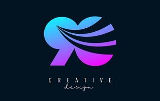 Colorful Creative number 90 9 0 logo with leading lines and road concept design. Number with geometric design. vector