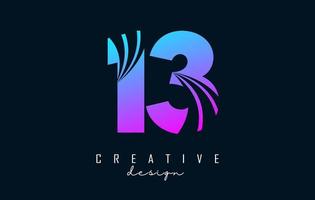 Colorful Creative number 13 1 3 logo with leading lines and road concept design. Number with geometric design. vector