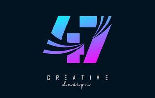 Colorful Creative number 47 4 7 logo with leading lines and road concept design. Number with geometric design. vector