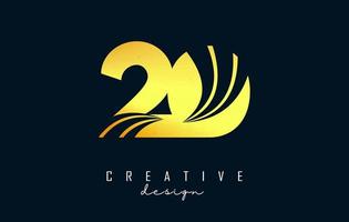 Golden Creative number 20 2 0 logo with leading lines and road concept design. Number with geometric design. vector