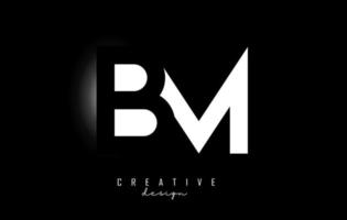 Letters BM Logo with negative space design. Letters B and M with geometric typography. vector