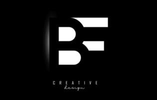 Letters BF Logo with  space desig on a black backgroundn. Letters B and f with geometric typography. vector