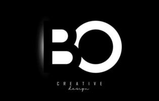 Letters BO Logo with negative space design on a black background. Letters B and O with geometric typography. vector