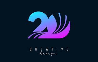 Colorful Creative number 20 2 0 logo with leading lines and road concept design. Number with geometric design. vector