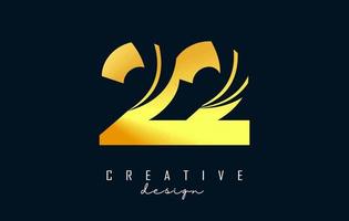 Colorful Creative number 22 2 logo with leading lines and road concept design. Number with geometric design. vector