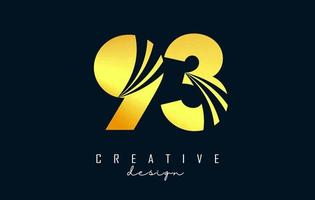 Golden Creative number 93 9 3 logo with leading lines and road concept design. Number with geometric design. vector