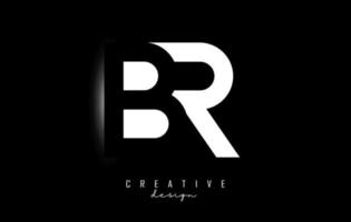 Letters BR Logo with negative space design on a black background. Letters B and R with geometric typography. vector