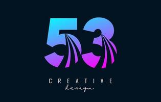 Colorful Creative number 53 5 3 logo with leading lines and road concept design. Number with geometric design. vector