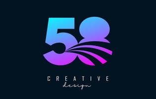 Colorful Creative number 58 5 8 logo with leading lines and road concept design. Number with geometric design. vector