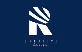 logotipo de letra r blanca con líneas principales y diseño de espacio negativo. carta con concepto de cortes geométricos y creativos. vector