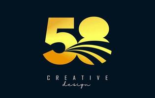 Golden Creative number 58 5 8 logo with leading lines and road concept design. Number with geometric design. vector