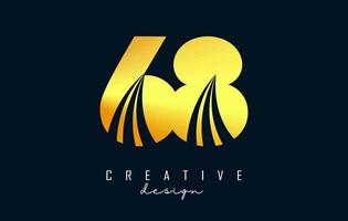 Golden Creative number 68 6 8 logo with leading lines and road concept design. Number with geometric design. vector