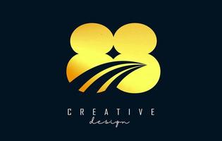 Golden Creative number 88 8 logo with leading lines and road concept design. Number with geometric design. vector