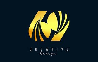 Golden Creative number 69 6 9 logo with leading lines and road concept design. Number with geometric design. vector