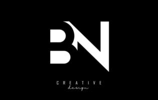 Letters BN Logo with negative space design. Letters B and n with geometric typography. vector