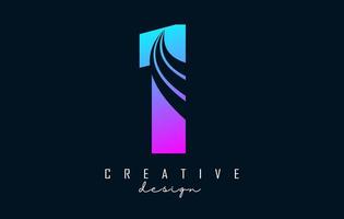 Colorful Creative number 1 logo with leading lines and road concept design. Number with geometric design. vector