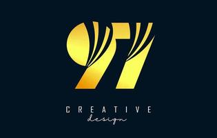 Golden Creative number 97 9 7 logo with leading lines and road concept design. Number with geometric design. vector