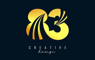 Golden Creative number 83 8 3 logo with leading lines and road concept design. Number with geometric design. vector