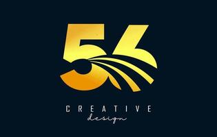 Golden Creative number 56 5 6 logo with leading lines and road concept design. Number with geometric design. vector